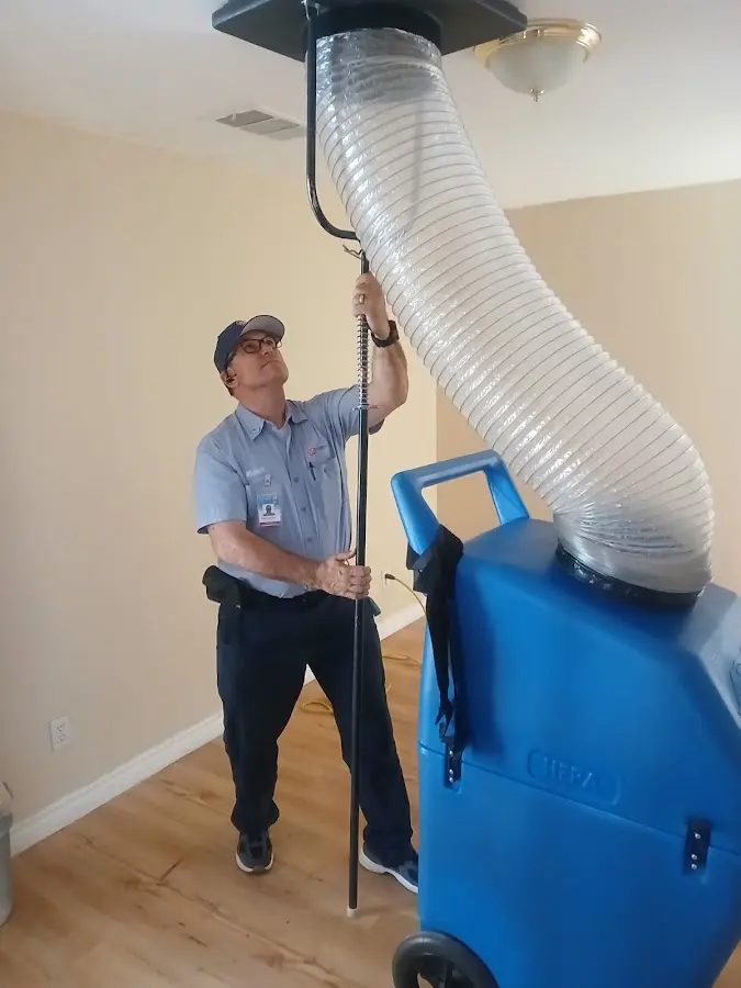 Mini Split Installation technician using HEPA equipment in Calimesa